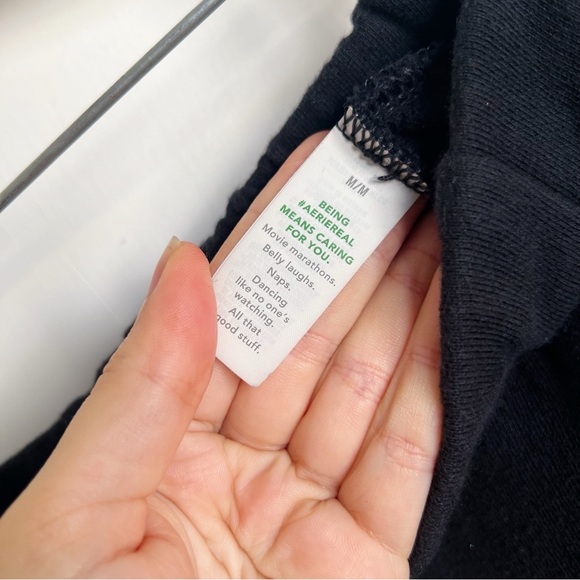 Aerie • Cozy New Heights Fleece Trouser black wide leg sweat pants - Picture 5 of 10